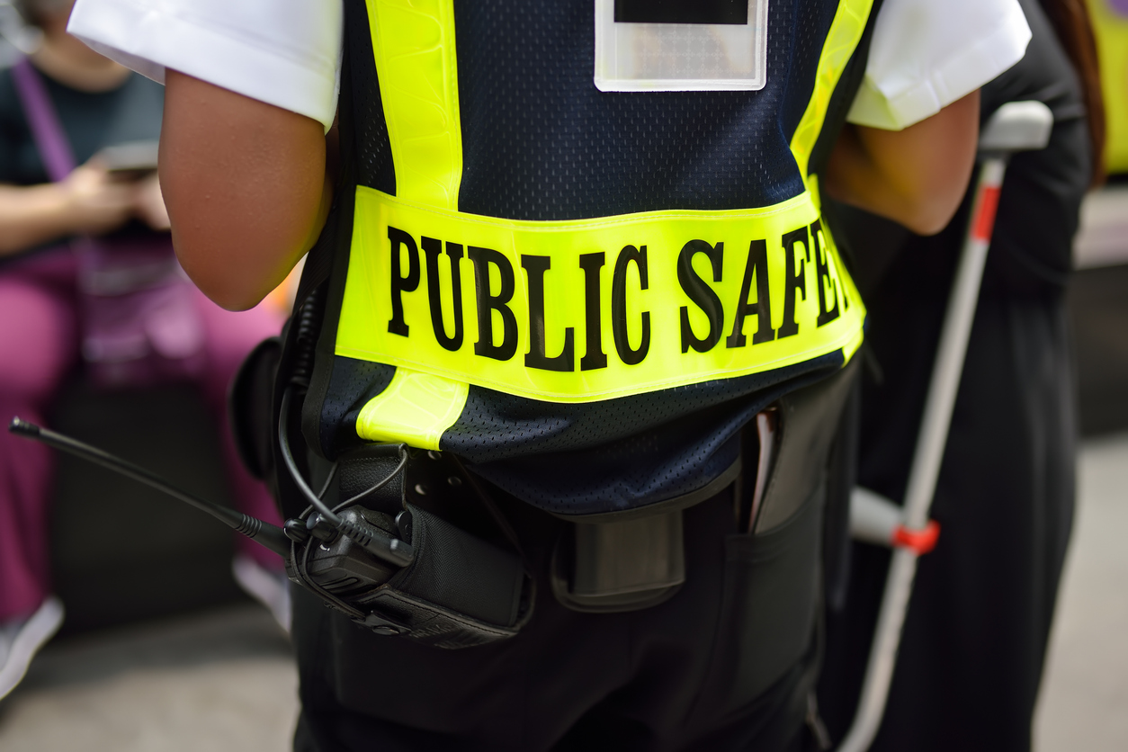 Safety public guard in New York City Safety public guard in New York City. City life concept.